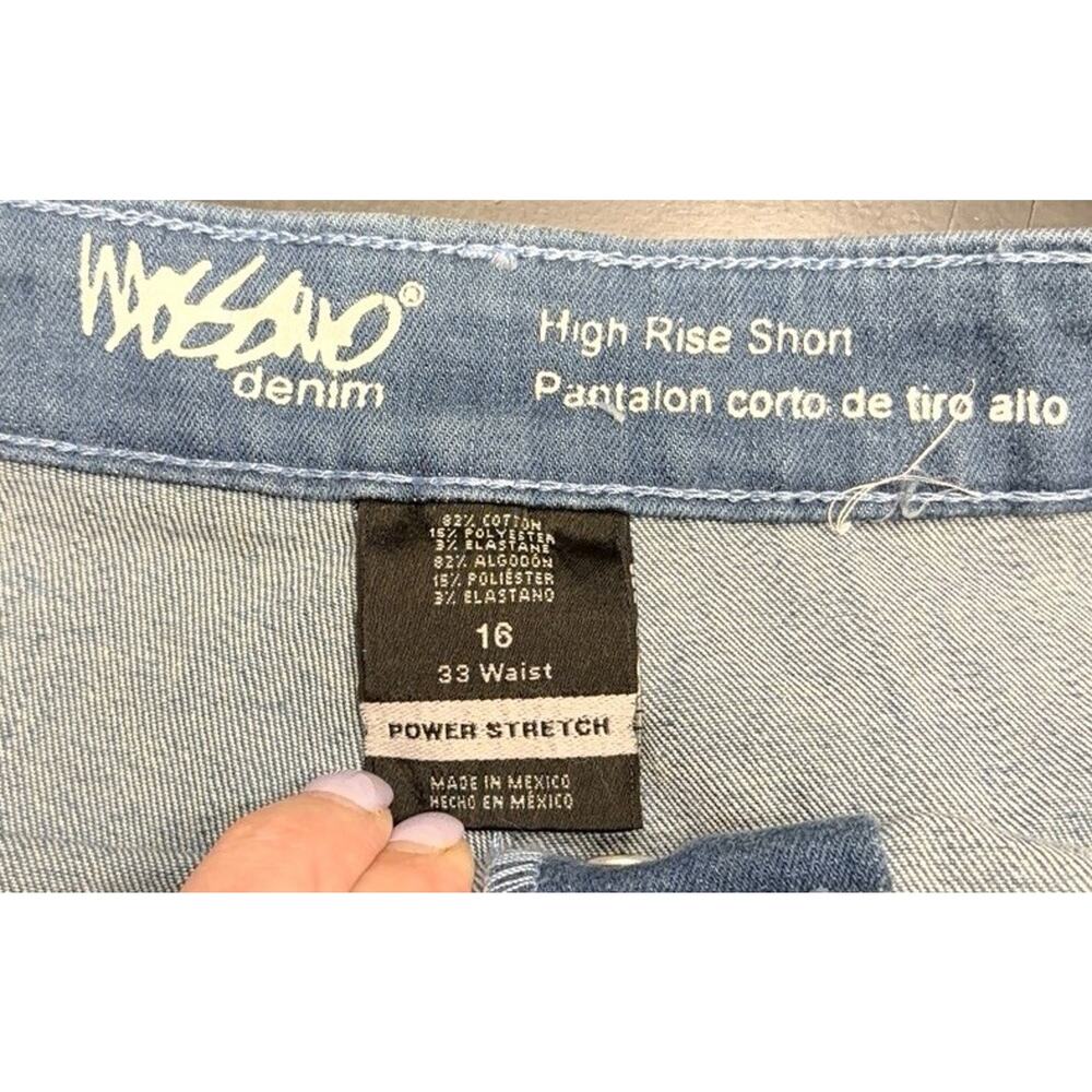 Mossimo High Rise Cut Off Denim Shorts Distressed Button Fly Size 16/33 - Picture 4 of 5